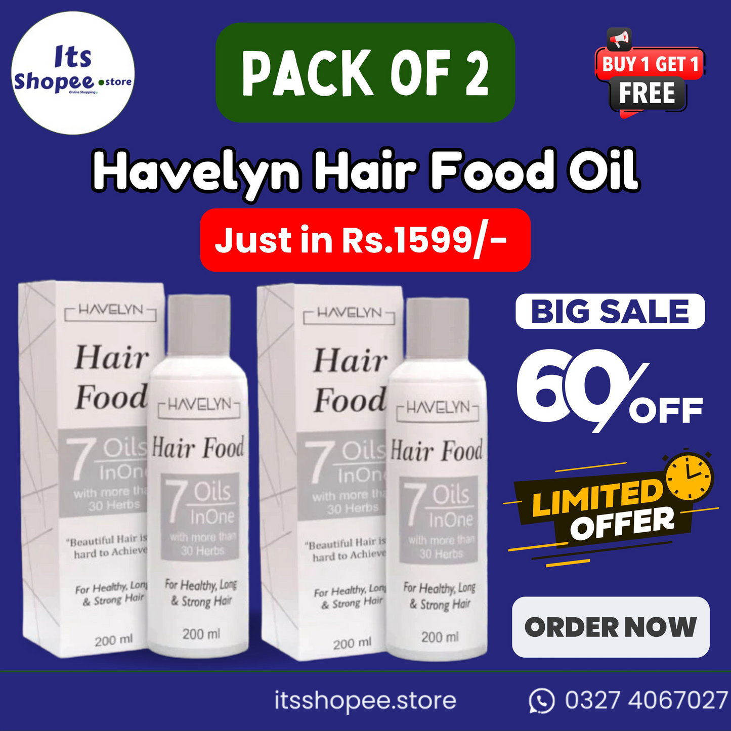 (Special Offer) Pack of 2🔥: Havelyn Hair Food Oil 7 In One