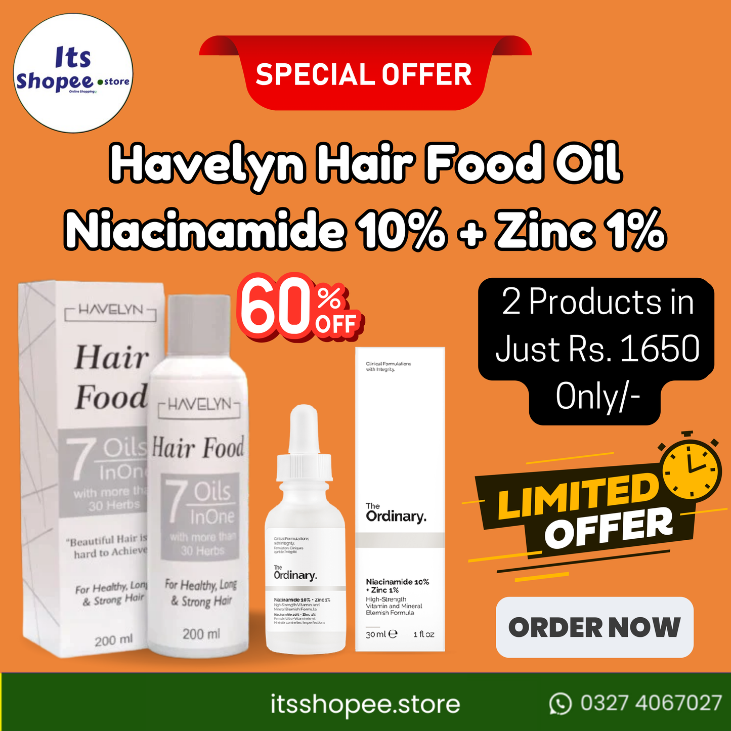 Special Offer: Havelyn Hair Food Oil & Ordinary Niacinamide 10% + Zinc 1%